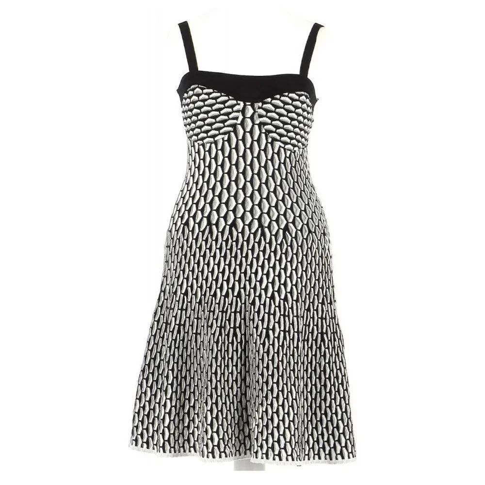 M Missoni Black White Classic Pattern Midi Knit Dress Size US 8